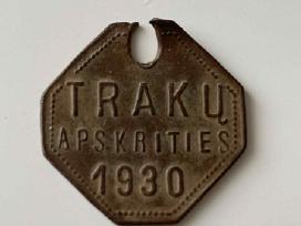 Traku Apskrities Suns Zetonas 1930m, Kastinis