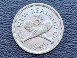 3 pensai 1942m. Naujoji Zelandija sidabras