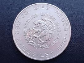 10 pesų 1956m. Meksika sidabras