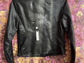 Koža / motociklininko striukė su varna upcycled