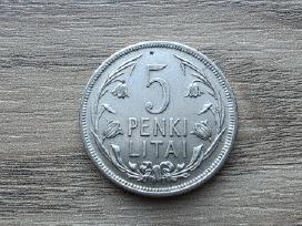 1925 metų 5 litai Tulpės Linai Sidabras Ag