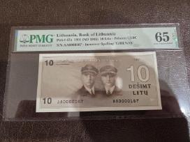10 litu 1991 ir 2001 žemais numeriais