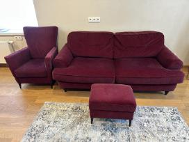 Mažai naudota sofa ir fotelis su pakoju(pufu)