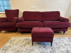 Mažai naudota sofa ir fotelis su pakoju(pufu)