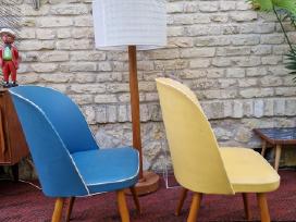 Vintažinės mid century spyruoklinės vinilo kėdės