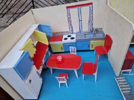 Vintažiniai mid century lėlių namo baldai