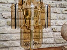 Vintažinė mid century dūminio stiklo stalo lempa