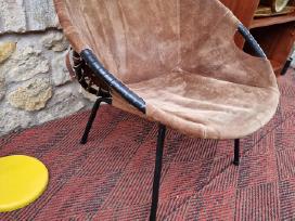 Vintažinis mid century zomšos fotelis"balloon"