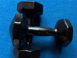 2 senoviniai po 5 kg metaliniai spizinia hanteliai