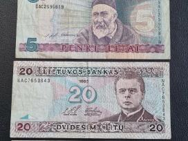 1993 m. banknotai 2 Lt, 5 Lt, 20 Lt, 50 Lt