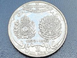 2000 realų 1922m. Brazilija sidabras 900 proginė.