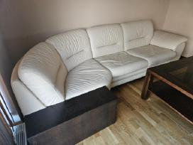 Kampinė odinė sofa