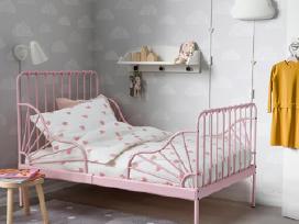 Keičiamo ilgio vaikiška lova Minnen Ikea rožinė