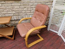 Vintažinis mid century odinis fotelis/sūpuoklis