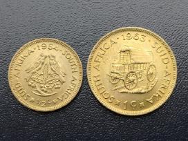 1/2 ir 1 centas 1963-64m. Pietų Afrika unc.