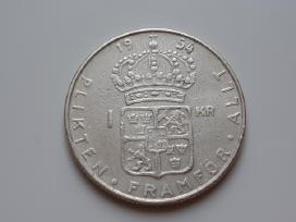 Švedija 1 krona sidabras 1954