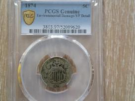 JAV 1874 5 centai Pcgs Vf