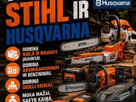 Perku stihl ir husqvarna trimerius, pjūklus.