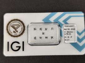 Natūralūs sertifikuoti deimantai 0,76 ct