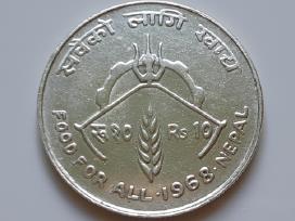 Nepalas 10 rupijų sidabras 1968