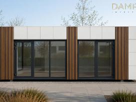 Modernus biuro modulis 8x3 m Dideli vitrininiai