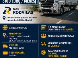 Tolimųjų reisų vairuotojas 100 Eur/k.d