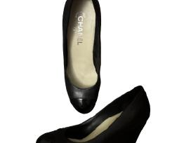 Chanel Black Leather Cс Wedge Pumps, 39