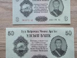 1955 metų 3 ir 50 tugrikai Unc Mongolija