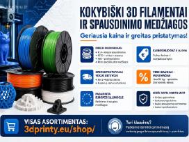 3D filamentai ir medžiagos –