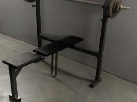 Štangos spaudimo suolas ir štanga 100 kilogramų