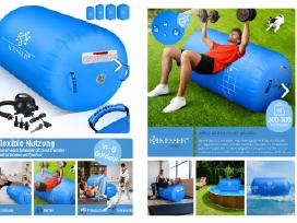 Pripučiamas gimnastikos ritinys 120x90 cm Kesser