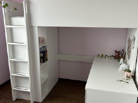 Ikea dviaukštė lova su spintele ir rašomu stalu
