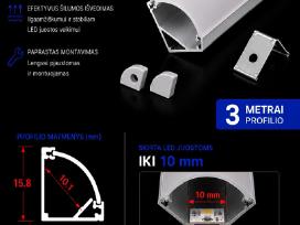 Kampiniai LED profiliai 3m su difuzoriumi Pilnas