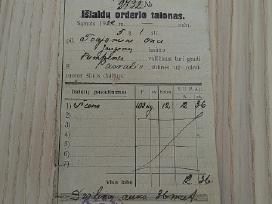 Kariuomenės išlaidų orderis už šieną. 1922