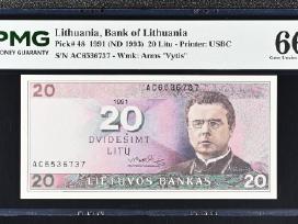 20 Litų 1991 m. Ac Serija Pmg66