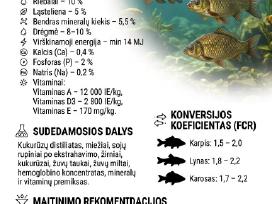 Pašarai žuvims - karpinėms, upėtakiams, eršketams