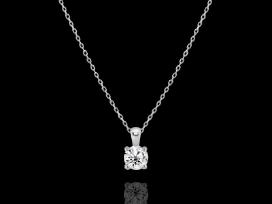Balto Aukso Kaklo Papuošalas Su 0.62ct. Deimantu
