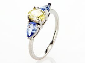 Žiedas su briliantu ir tanzanitais (1,87ct)