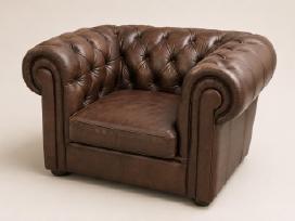 Chesterfield natūralios odos fotelis