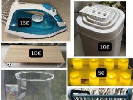 Laptop stand, table, fan, vase, dish rack, iron