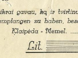 Čekis kvitas Memel Klaipėda
