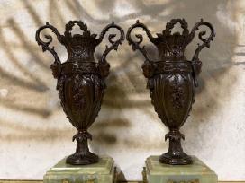 2 Art Nouveau stiliaus Vazos marmur.,bronz. metal.