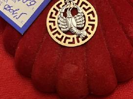 Prabangūs auksiniai Zodiakų pakabukai su baltu auk