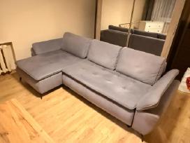 Kampinė sofa-lova su patalynės dėže