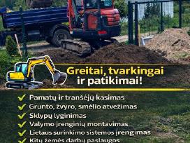 Mini ekskovatoriaus ir savivarčio paslaugos.
