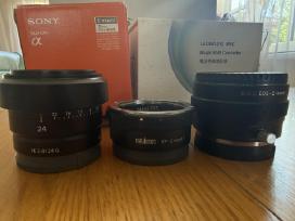 Sony Fe24mm 2.8 G objektyvas ir du adapteriai
