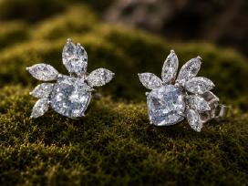 Balto aukso auskarai su 3.30 ct deimantais