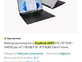 Skubiai Gigabyte Aero X16 (Rtx 5060) su garantija