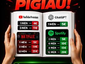 Prenumeratos Pigiau! Netflix, Spotify, Youtube