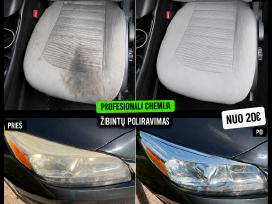 Cheminis salono valymas, žibintų poliravimas Kaune